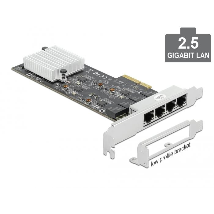 Delock PCI Express x4 kártya - 4 x 2,5 Gigabit LAN (89192) (D89192)