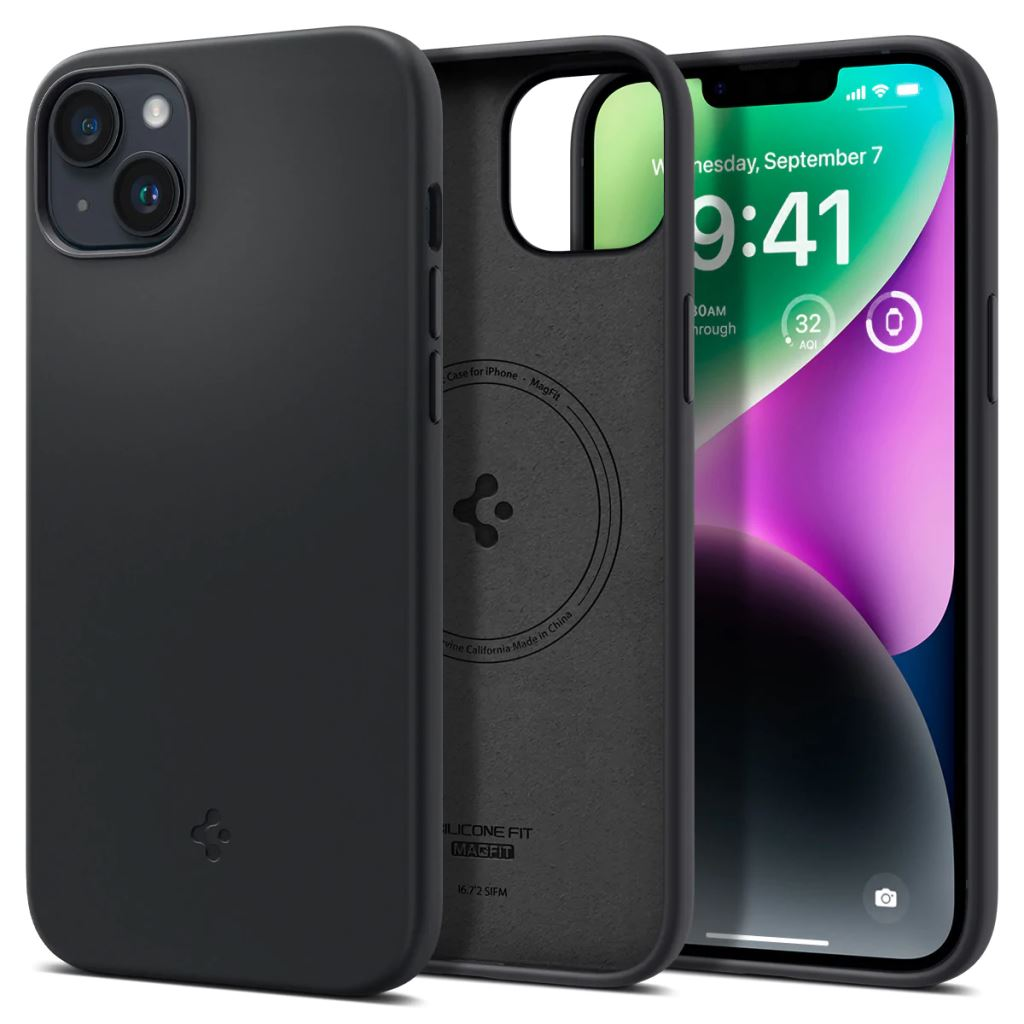 Spigen Silicone Fit (MagFit) Apple iPhone 14 Plus tok fekete (ACS04920) (ACS04920)