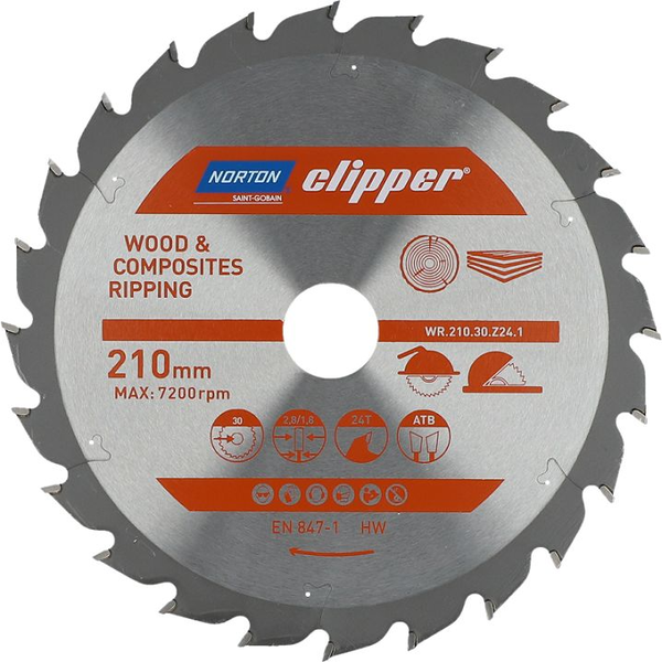 NORTON PIŁA TARCZOWA 210mm x 30mm x 24z DREWNO I KOMPOZYTY ATB (2,8 / 1,8)