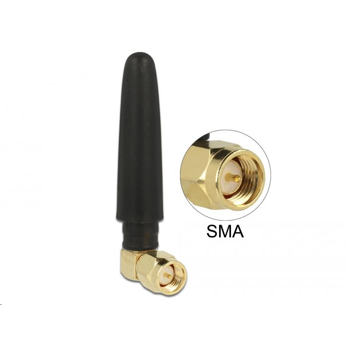 DeLock LTE antenna SMA 90° 2 dBi irányítatlan, rögzített, fekete (89623) (89623)