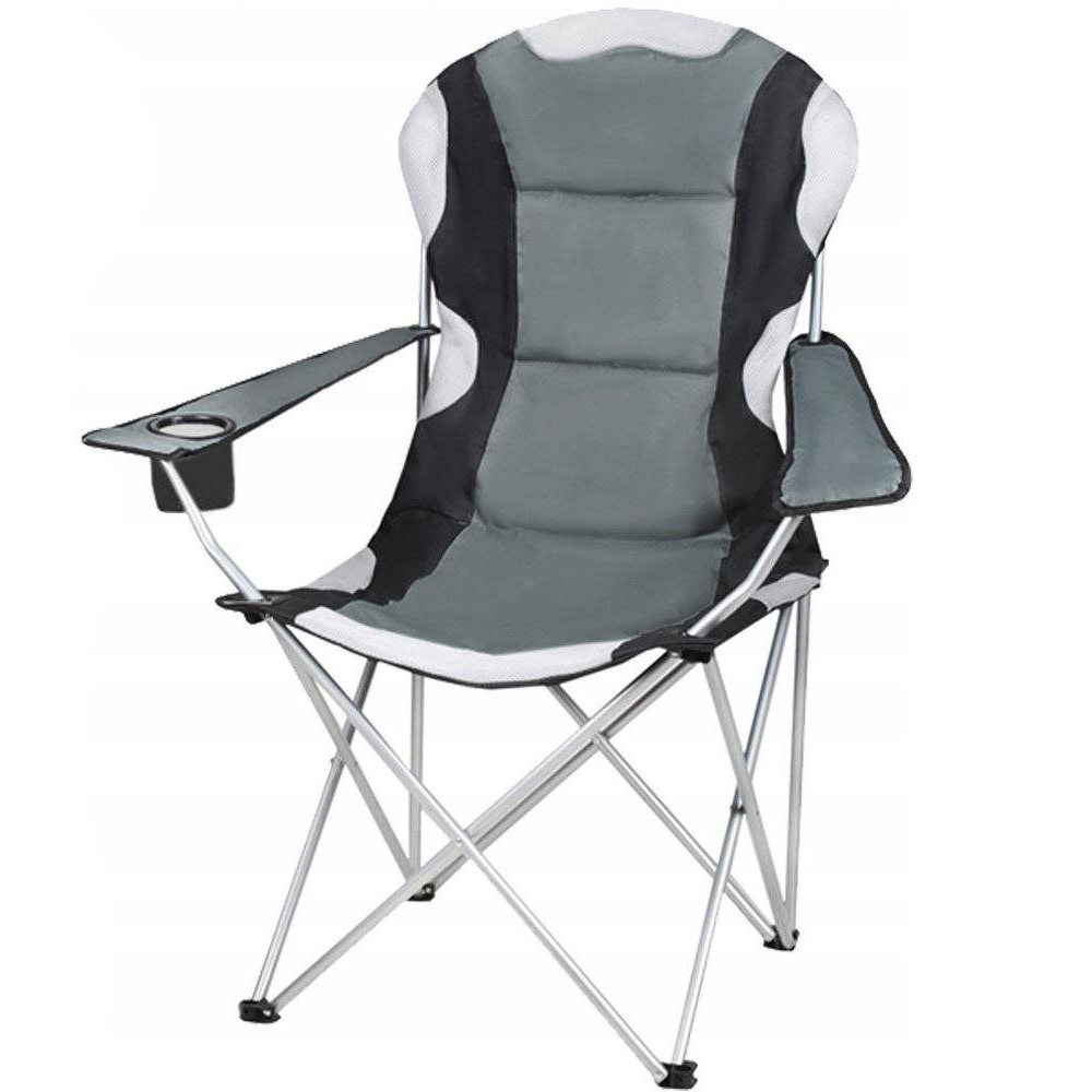 Trizand 23674 Garden and camping chair, padded, 120 kg, grey (N/A)