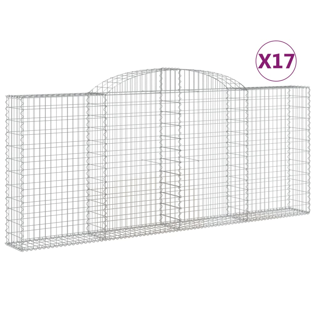 17 db íves horganyzott vas gabion kosár 300x30x120/140 cm (3146552)