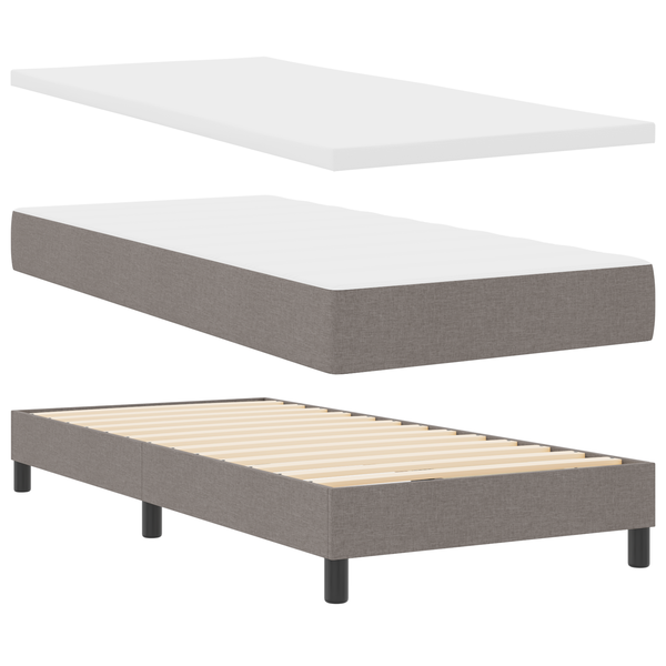 Pat cu arcuri și saltea în taupe, 140 x 200 cm, din material textil