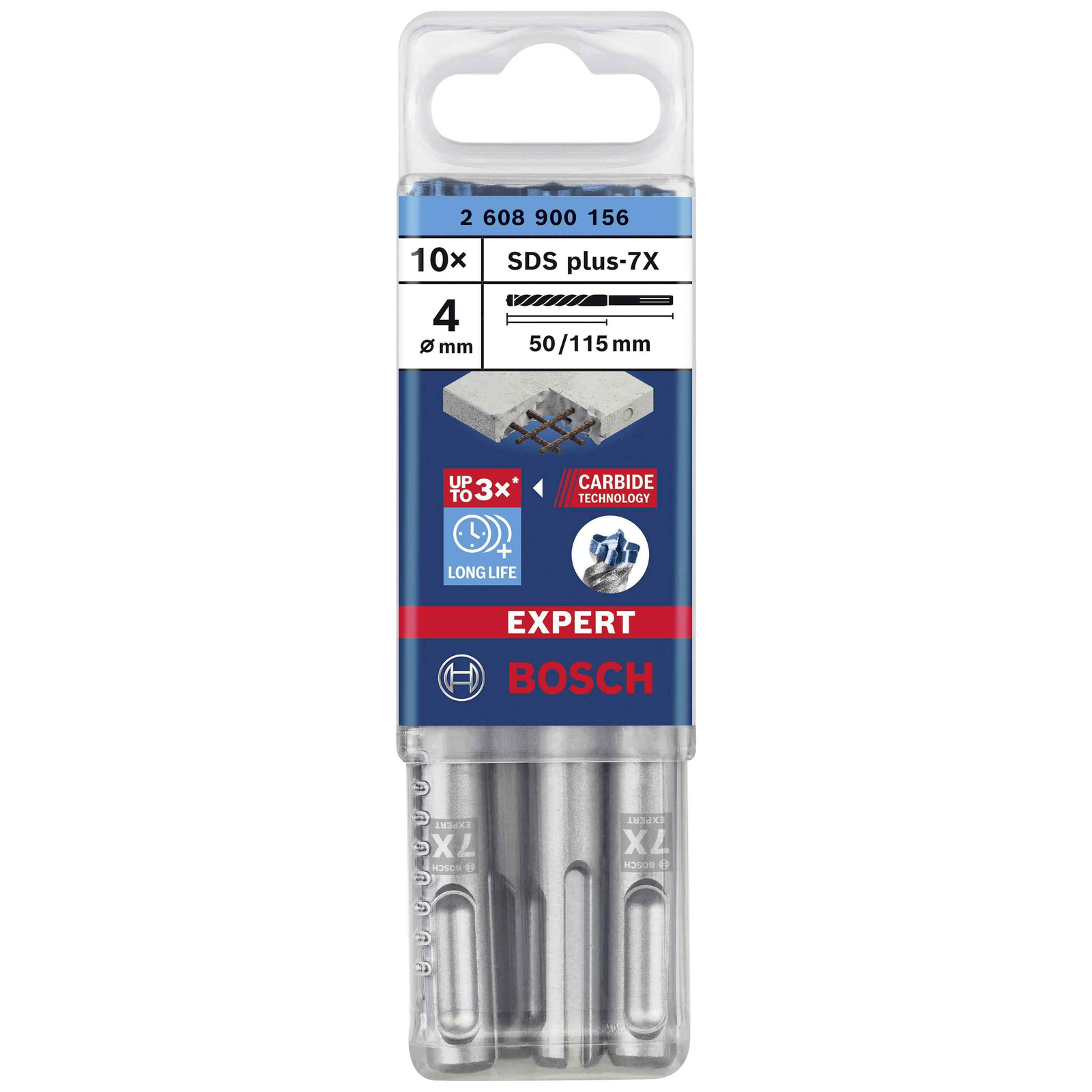Bosch Expert SDS-plus-7X Ø4mm Kalapácsfúrófej készlet (10 db) (2608900156)
