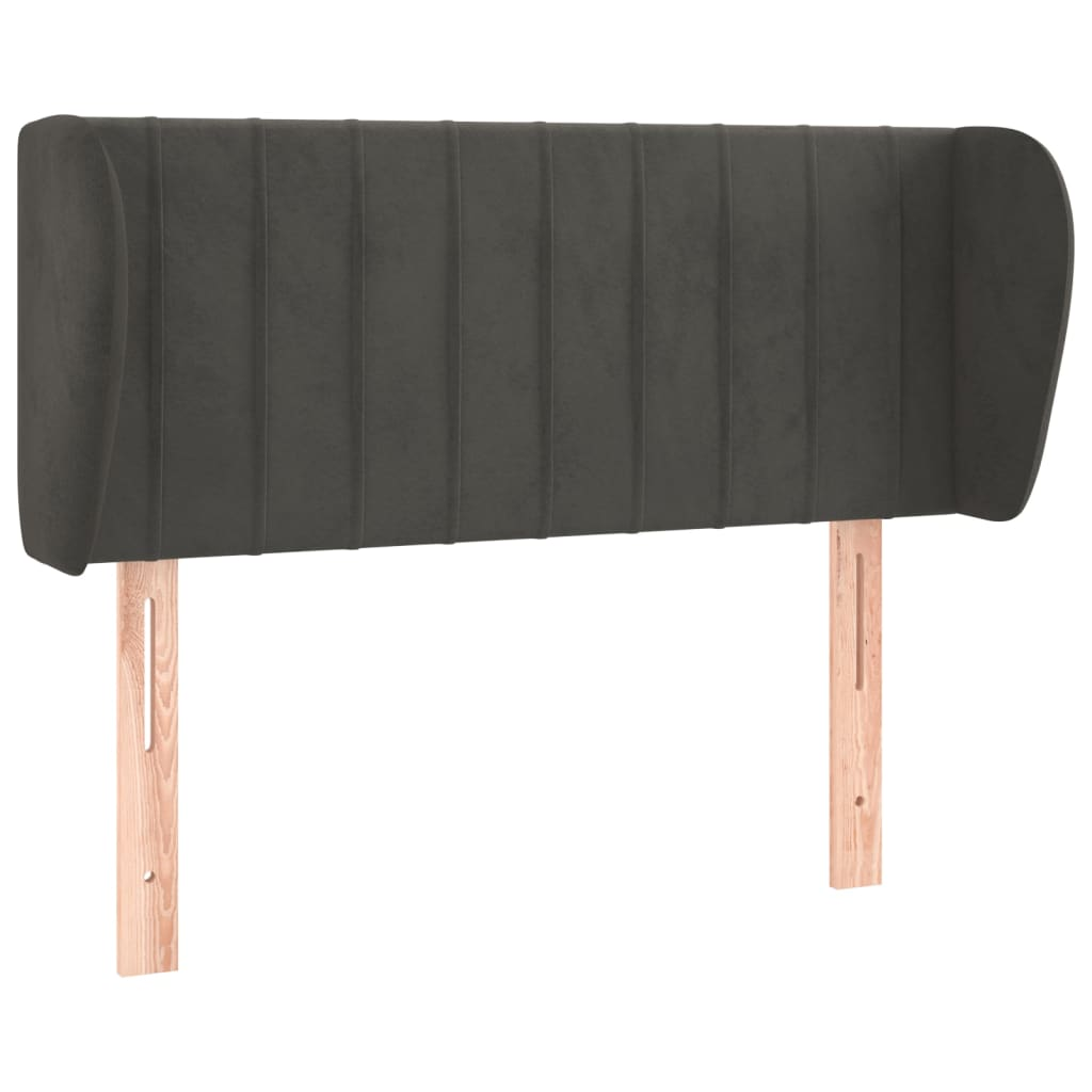 sötétszürke bársony fejtámla szárnyakkal 93x23x78/88 cm (3117419)