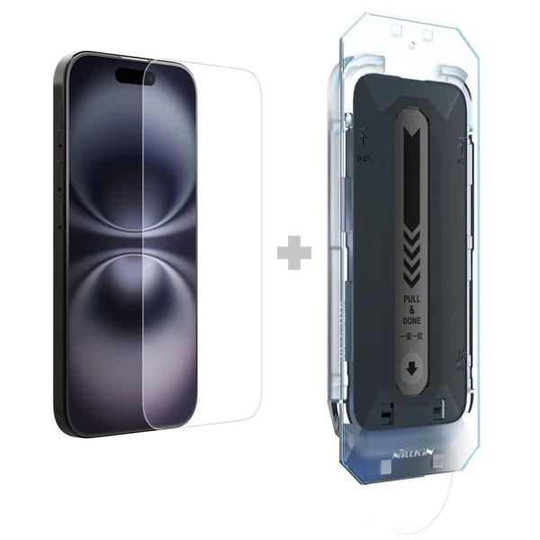 Nillkin Tempered Glass 0.2mm H+ PRO 2.5D kijelzővédő Apple iPhone 16 készülékhez (alkalmazóval)