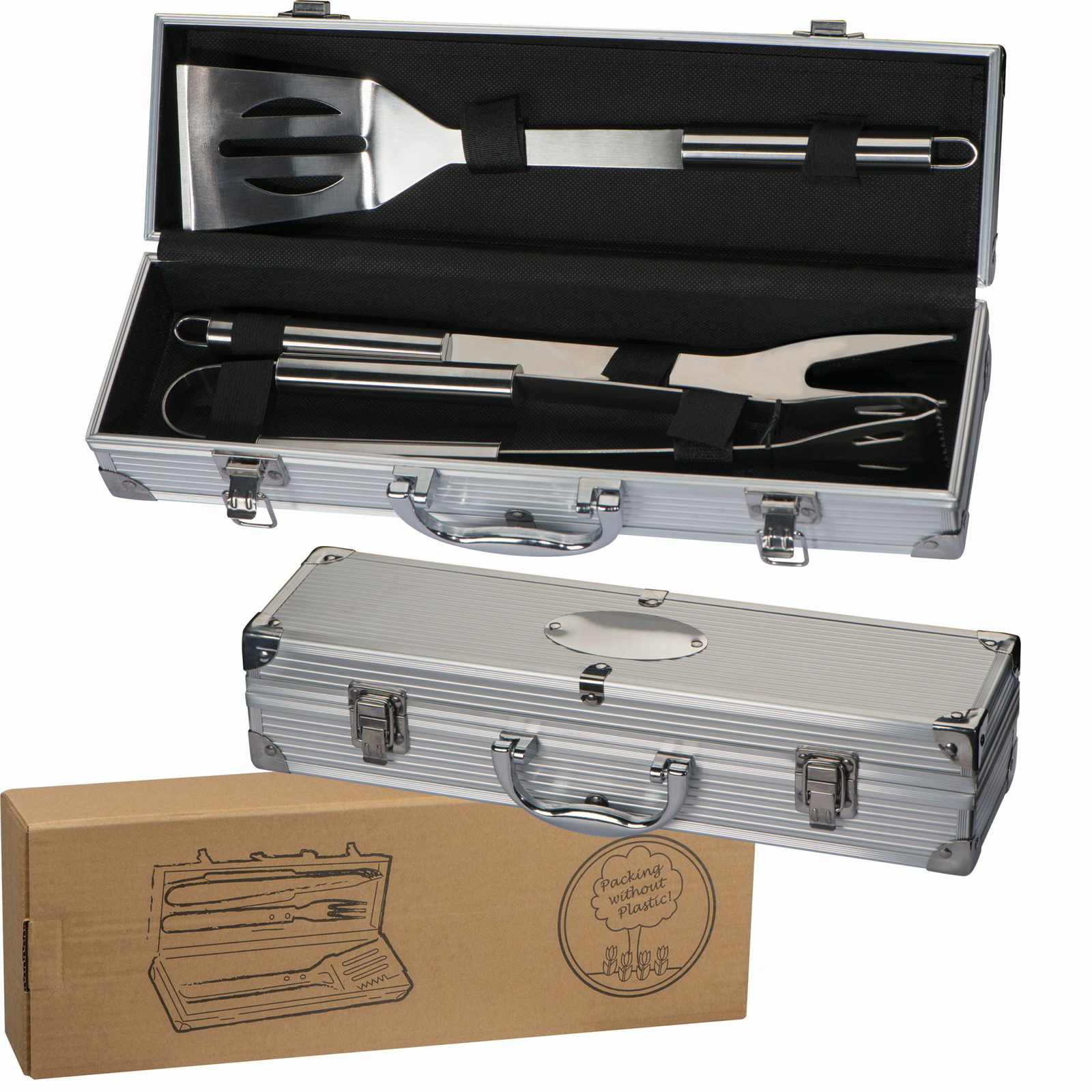 Leopold Vienna Grill eszköz készlet Rozsdamentes acél kofferban 4 darabos - Inox (LV311000)