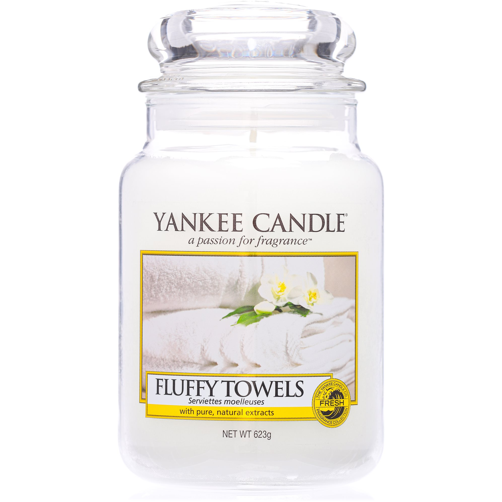 YANKEE CANDLE Classic Fluffy Towels, nagyméretű, 623 gramm (5038580003789)