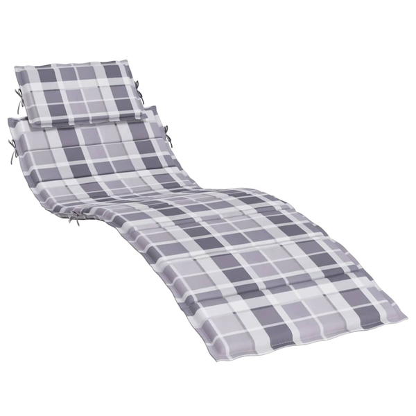 Pernă de șezlong, gri carouri, 186x58x4 cm, textil oxford