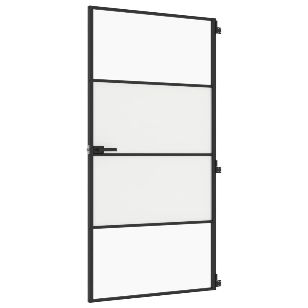 fekete edzett üveg és alumínium beltéri ajtó 102,5x201,5 cm (155122)