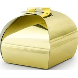 Ajándékdoboz, Papír, 6x6x5,5 cm, Arany, 10 db (510307)