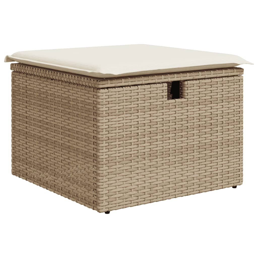 bézs polyrattan kerti szék párnával 55 x 55 x 37 cm (366056)