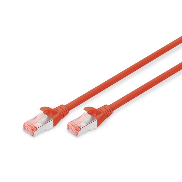 DIGITUS Patchkabel Cat6  S/FTP 2xRJ45 10.0m rot  Hebelschutz Polybeutel