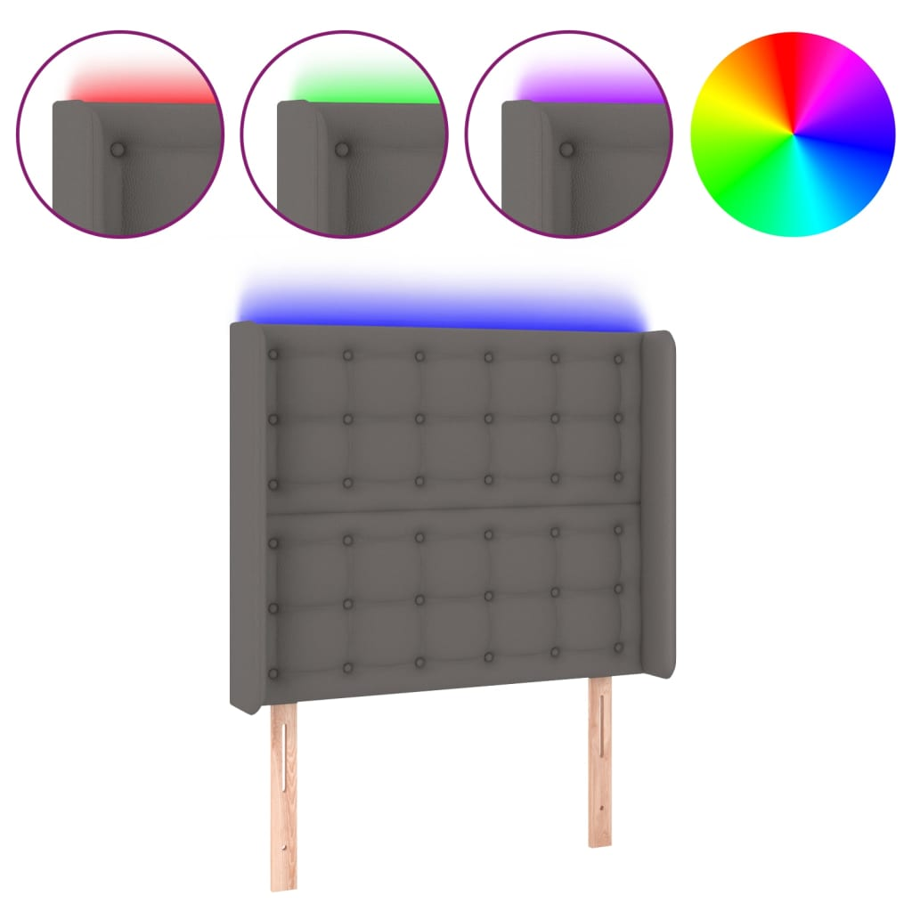 szürke műbőr LED-es fejtámla 83x16x118/128 cm (3124124)