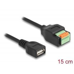Delock A-típusú USB 2.0 anya - terminal block adapter kábel lenyomó gombbal 15cm (66062) (delock66062)