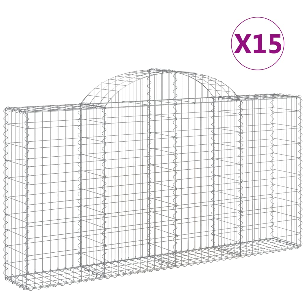 15 db íves horganyzott vas gabion kosár 200x30x100/120 cm (3146123)