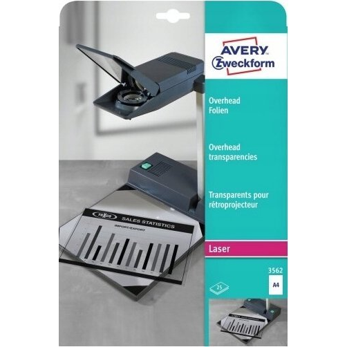 Avery-Zweckform Overhead 3562 Overhead-Projektor fólia DIN A4 Lézernyomtató, Másoló Átlátszó 25 db (3562)