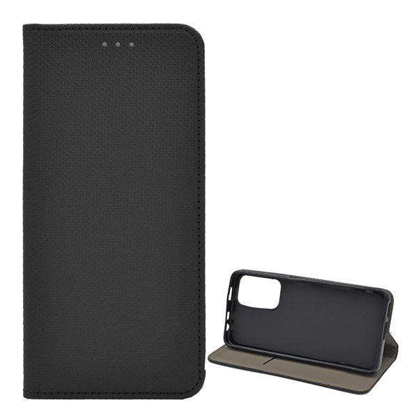 Tok álló, bőr hatású (FLIP, oldalra nyíló, asztali tartó funkció, rombusz minta) FEKETE [Xiaomi Redmi Note 11 Pro]