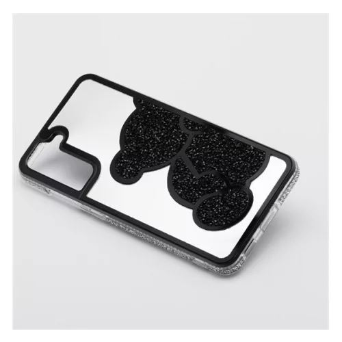 Teddy Bear Samsung Galaxy A35 5G csillogó köves tok fehér-fekete (101211) (101211)