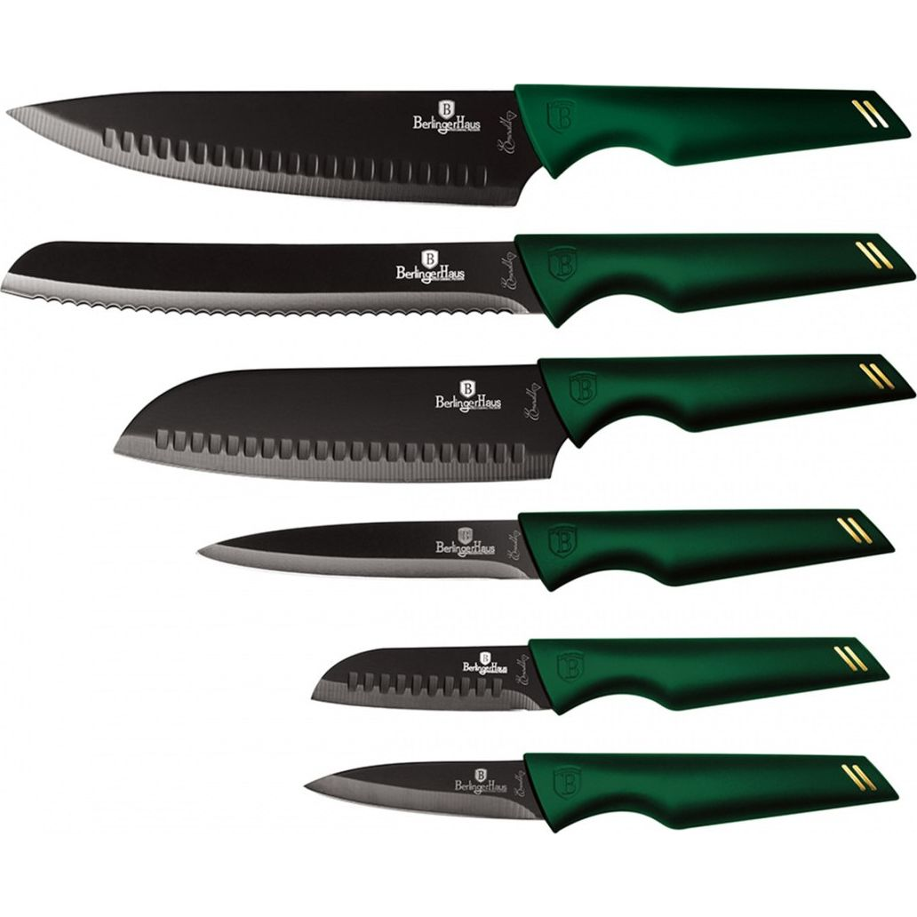 BerlingerHaus BH/2591 Emerald Collection Késkészlet - Rozsdamentes Acél, Smaragdzöld (BH-2591)