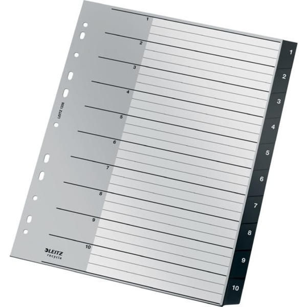 Leitz 12080000 faneskiller Numerisk faneindeks Polypropylen (PP) Sort, Hvid