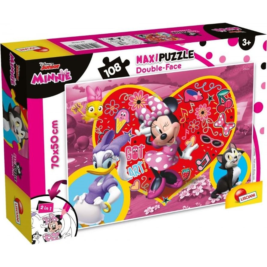 Minnie egér 2 az 1-ben 108db-os puzzle és színező 70x50cm - Lisciani (304-74198)