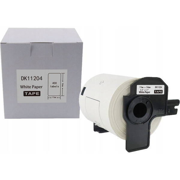 Etykieta BROTHER DK-11204 17mm x 54mm 400 sztuk na rolce, czarny na białym zam