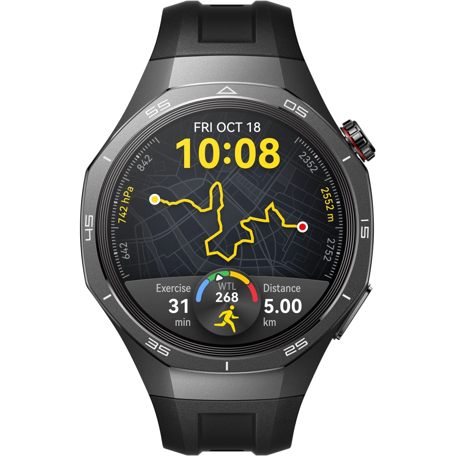 Huawei Watch GT 5 Pro 46mm fekete okosóra fluoroelasztomer szíjjal (55020DKD)