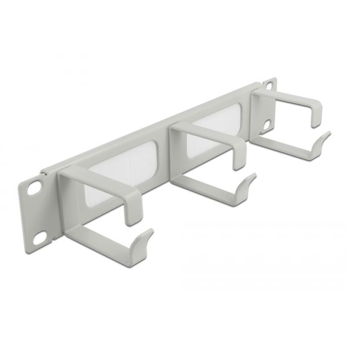 Delock 10” hálózati szekrényekhez kábelrendező fésűs panel 3 hurokkal, 1U szürke (66541) (delock66541)