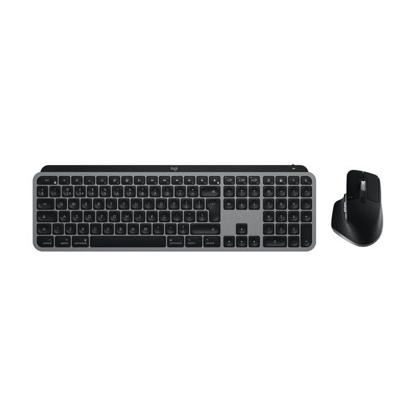 Logitech MX Keys S Combo for Mac клавиатура Включена мишка В къщи/В офис RF Wireless + Bluetooth QWERTZ Немски Алуминий, Черен