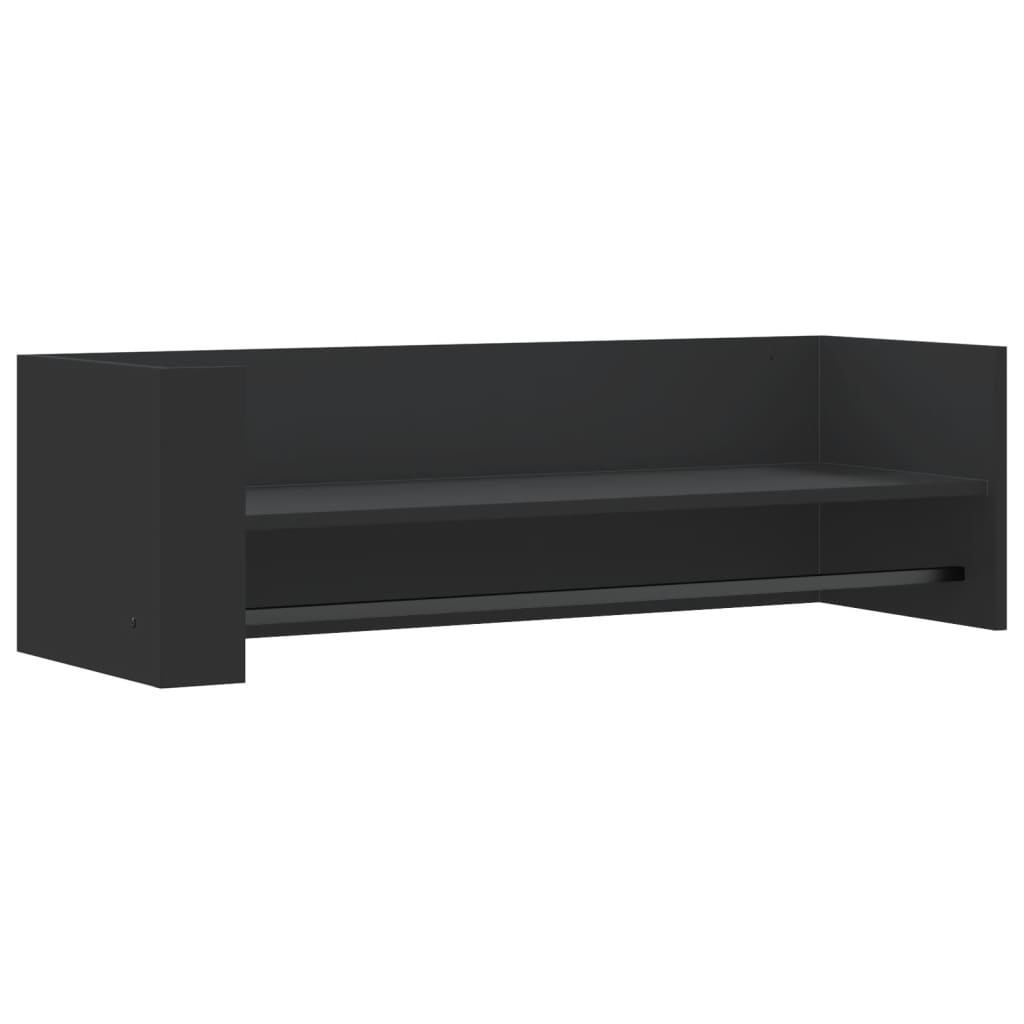 fekete szerelt fa fali polc 100x35x30,5 cm (848459)