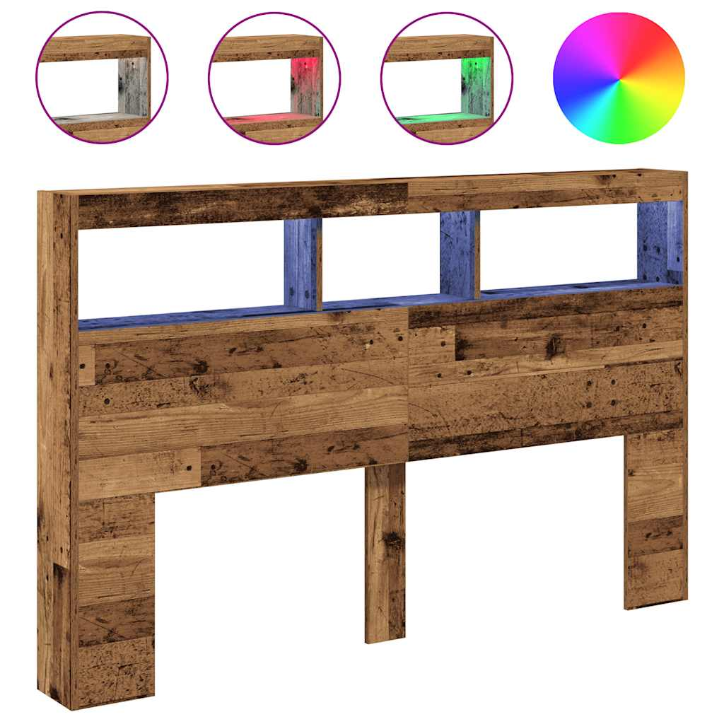 antik fa áthidalószekrény LED-világítással 160 x 17 x 102 cm (863131)