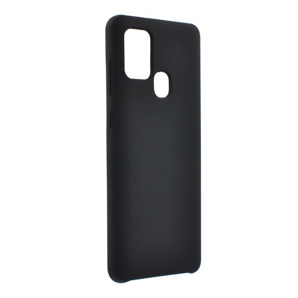 Szilikon telefonvédő (matt, mikrofiber plüss karcolásmentesítő belső, prémium) FEKETE [Samsung Galaxy A21s (SM-A217F)] (5996457997787)