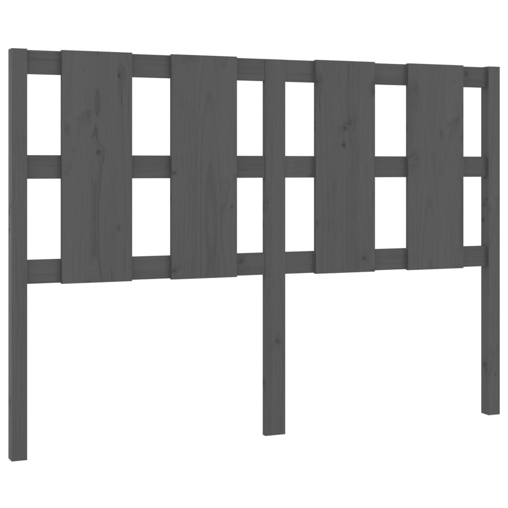 szürke tömör fenyőfa ágyfejtámla 125,5 x 4 x 100 cm (817982)