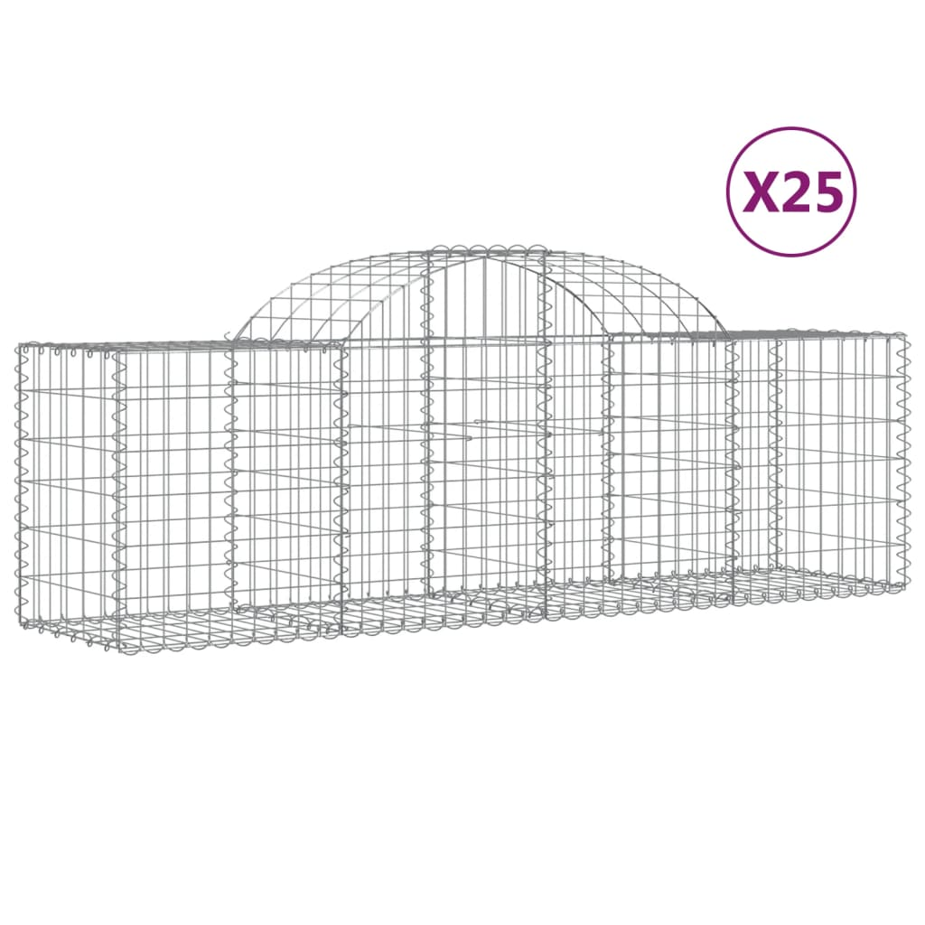 25 db íves horganyzott vas gabion kosár 200x50x60/80 cm (3146294)