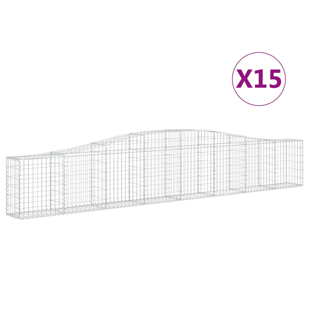 15 db íves horganyzott vas gabion kosár 400x30x60/80 cm (3145809)