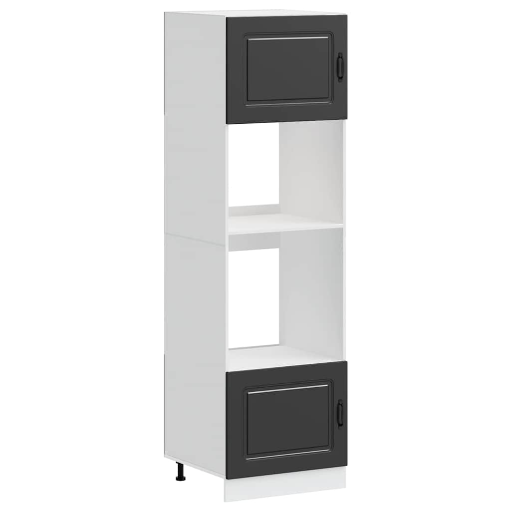 Lucca 2 db fekete színű szerelt fa sütőszekrények (3315032)