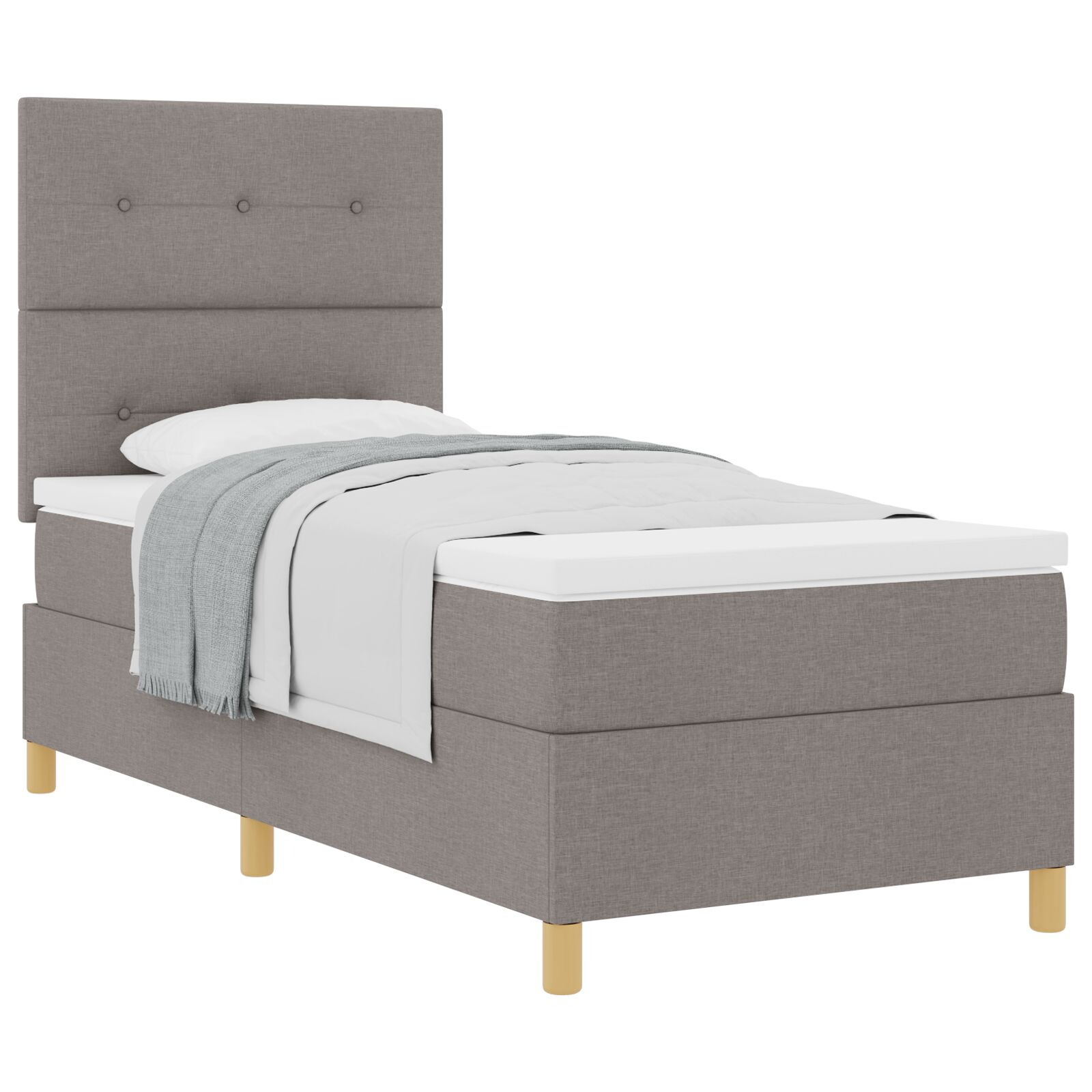 Boxspring Ágy Matrac nélkül, Taupe 90x200 cm Szövet (3339592)
