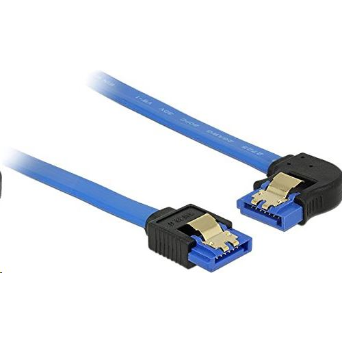 SATA KÁBEL 6GB/S F/F 30CM S KOVOVÝMI ZÁPADKAMI PRAVO/PRIAMO DELOCK