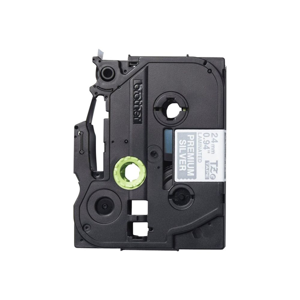 Brother TZe-PR955 етикетна лента 24 мм бял върху сребрист фон