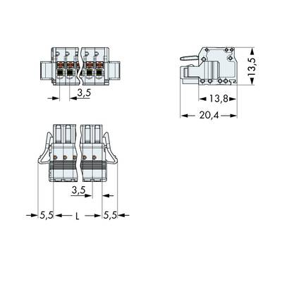WAGO Hüvelyház kábel 2734 Pólusok száma 6 Raszterméret: 3.50 mm 2734-106/037-000 50 db (2734-106/037-000)