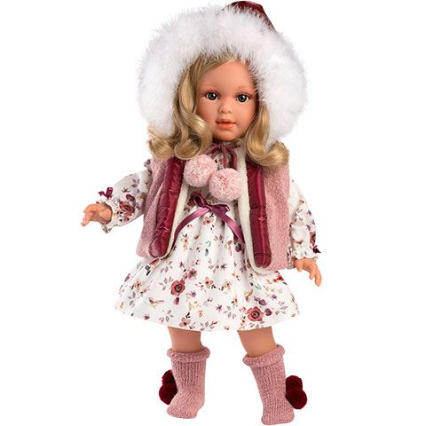 Llorens: Lucia baba virágos ruhában 40cm-es (54037)
