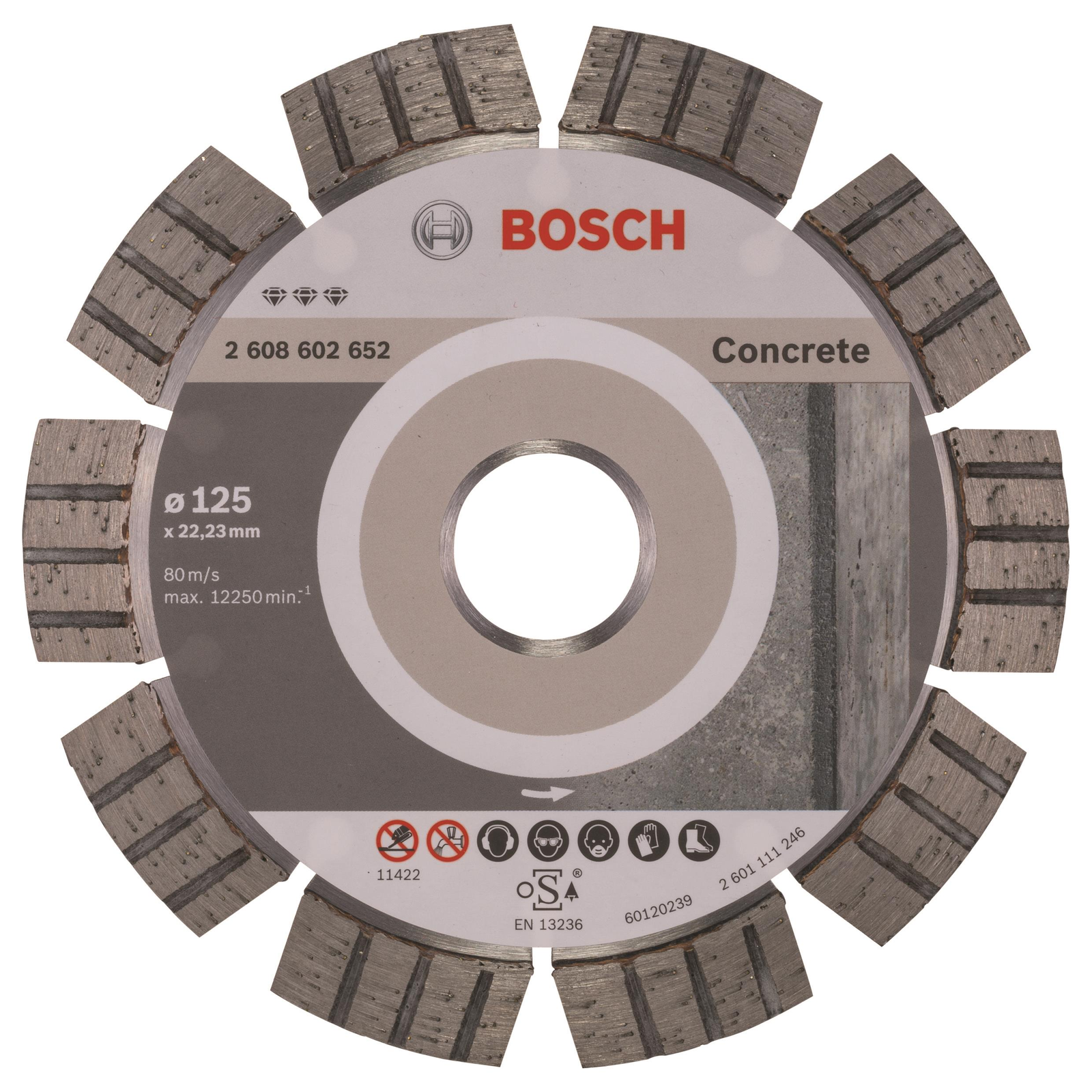 BOSCH 2608602652 Gyémánt vágótárcsa Best for Concrete 125 x 22,23 x 2,2 x 12 mm (2.608.602.652)