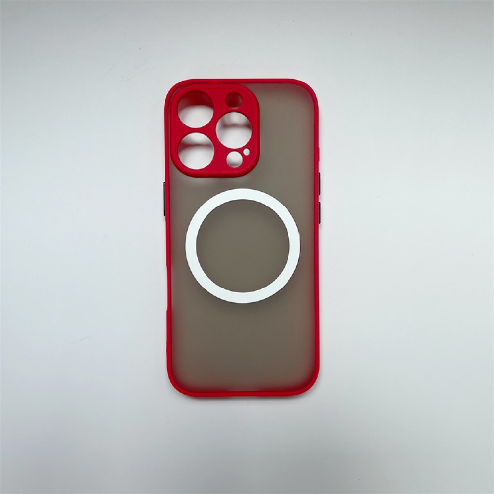 iPhone 16 Pro Max mágneses műanyag tok,piros-feket (CEL-MATTMIPH16PM-RBK)