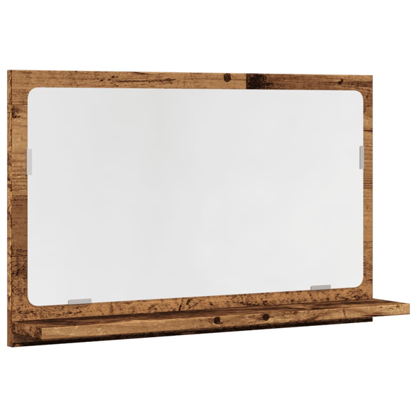 antik fa színű szerelt fa tükrös fürdőszobaszekrény 60x11x37 cm
