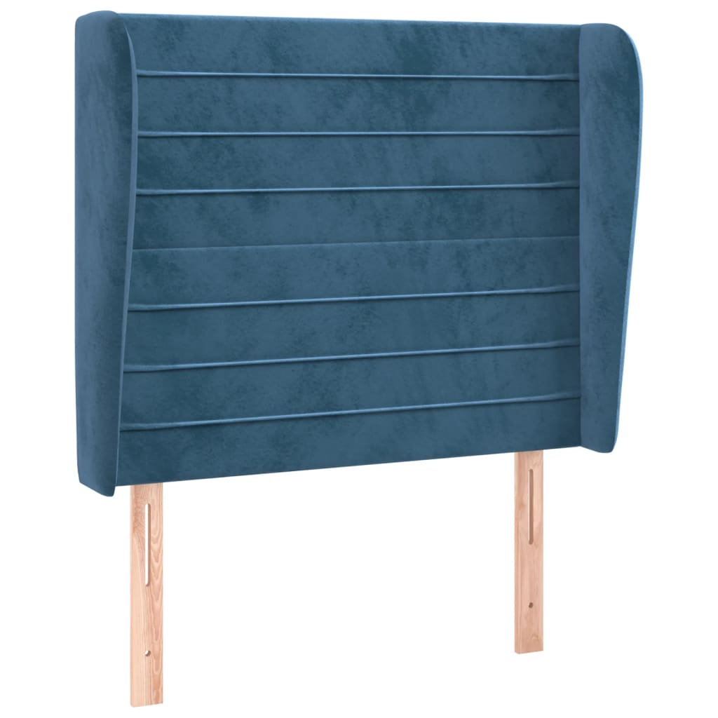 sötétkék bársony fejtámla szárnyakkal 93 x 23 x 118/128 cm (3118136)
