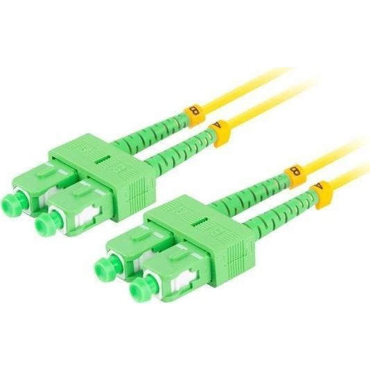 Оптичен мрежов кабел с дължина 15 м и конектори SC/APC-SC/APC, Lanberg Z43096, SM, DUPLEX 3.0MM G657A1 LSZH, жълт