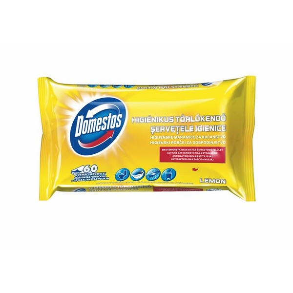Domestos Citrom illatú higiénikus törlőkendő (60 db / csomag)