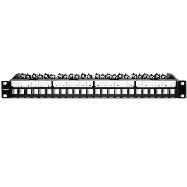 Qoltec Robustní ocelový patch panel pro 19'' RACK skříně 24 portů 1U UTP