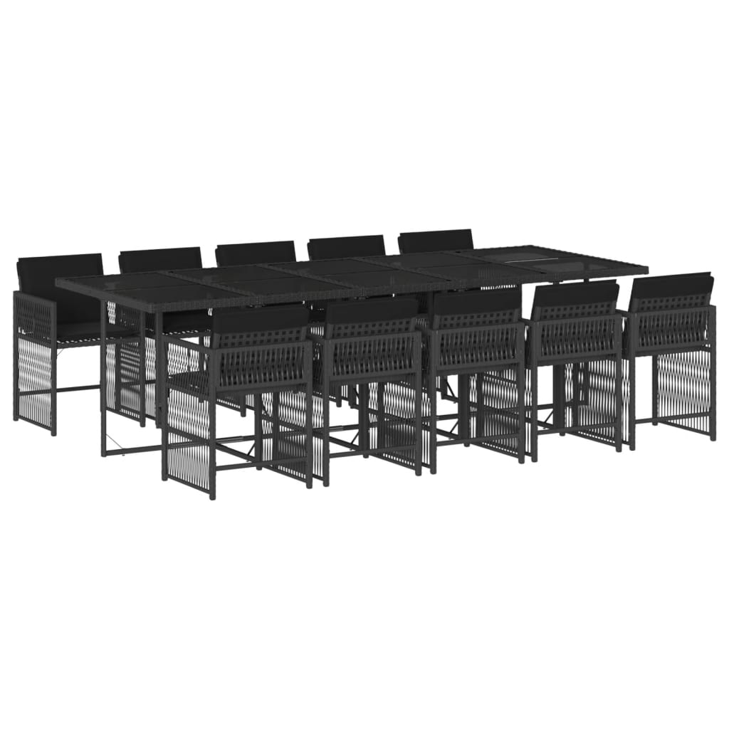 11 részes fekete polyrattan kerti étkezőgarnitúra párnákkal (3211651)